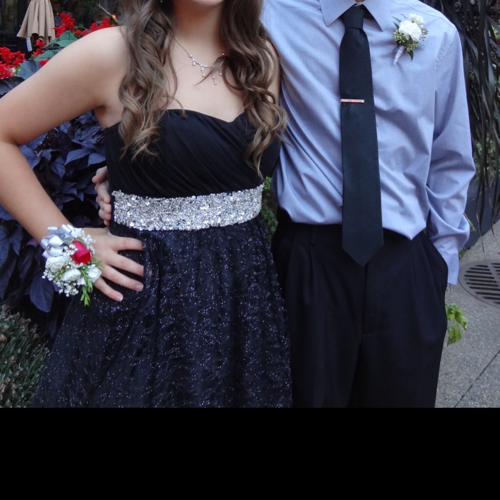 Black sparkle homecoming dress